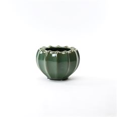 CERAMIC GOURD 3.9"H 5.7"D 3.6"O GRN