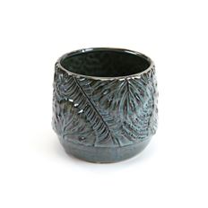 CERAMIC VASE 7.8X6.5X6.2" BLUE FERN