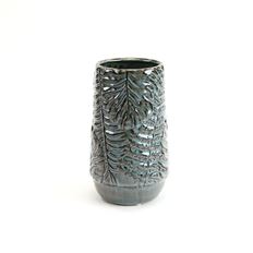 CERAMIC VASE FERN 8.7X3.7" BLUE