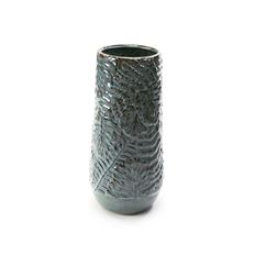 CERAMIC VASE FERN 12.8X4" BLUE
