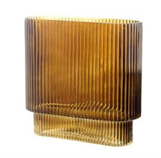 FLUTED VASE 8X8X3.75" COFFEE