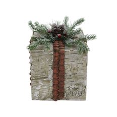 GIFT BOX ORNAMENT 6" NATURAL