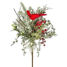 EVERGREEN SPRAY CARDINALS BERRY 17"
