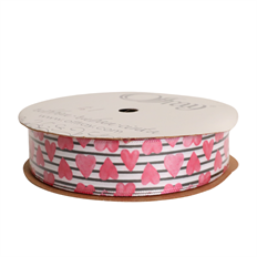 HEART STRIPE 7/8" PINK