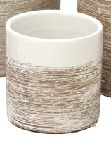 POTTERY 5X5 TAUPE/WHITE BAND
