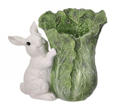 BUNNY RESIN W/ CABBAGE POT 7.5"