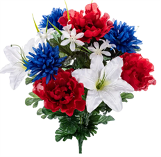 BUSH PEONY LILY 20.5" RED/WH/BLUE