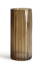 CYLINDER VASE PLEATED 12X5" COFFEE