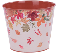 POT COVER FALL LEAF METAL 5.5X6.75"