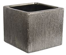 POTTERY 4X4" SQUARE SILVER