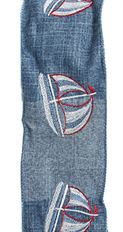 RIBBON 4" SAILBOAT ON DENIM