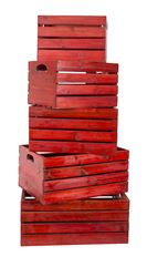 CRATE RECT WOOD SET/5 RED