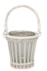 BASKET WILLOW/GLASS  5" WHITE