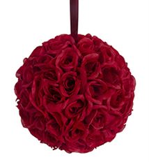 ROSE BALL 7" W/HANGER RED
