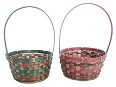 BASKET BAMBOO ROUND 8.5" RED/GREEN