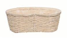 BASKET PEANUT 8" WHITEWASH 19.5"W