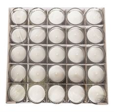 CANDLE VOTIVE IN GLASS WHITE 25/BOX