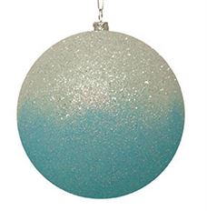 ORN BALL OMBRE GLIT 5" FROZEN BLUE