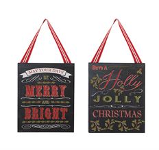 ORN HOLLY MERRY PLAQUE 2ASST