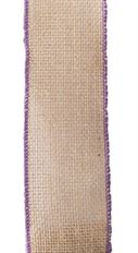 BURLAP 40 NAT LAVENDER 10YD RIBBON