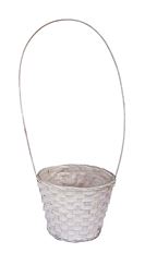 BASKET 6" BAMBOO WHITE HANDLE