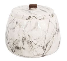 COVERED JAR 5.5 X 5.5" BEIGE BLACK