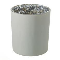 GLITTER VOTIVE LIGHT GRAY 3X2.75"